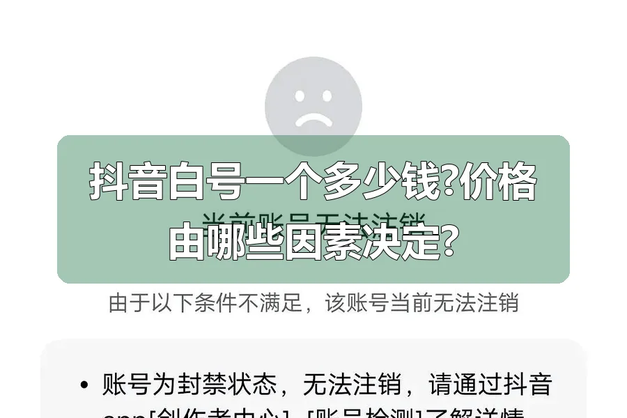 抖音白号一个多少钱?价格由哪些因素决定?