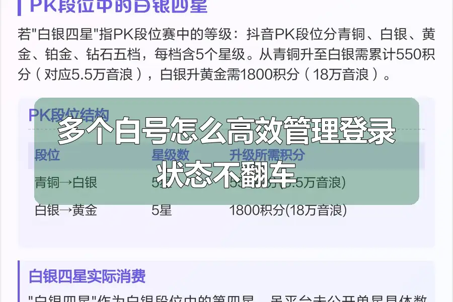 多个白号怎么高效管理登录状态不翻车